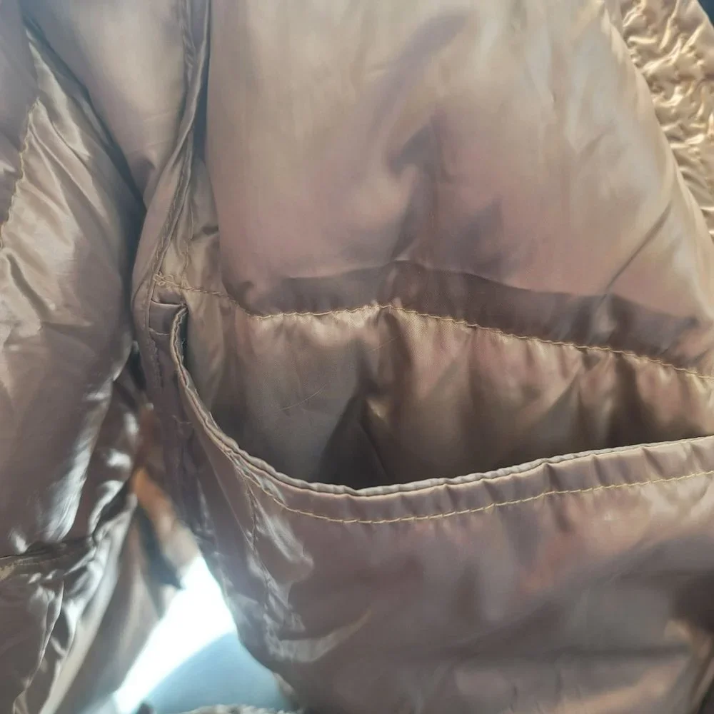 Sam Edelman Womens Gold Puffer Down Jacket Coat Size Large Medium - Picture 7 of 10